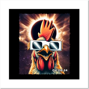 Solar Eclipse Chickens: Funky Tee Celebrating Poultry and Celestial Phenomena Posters and Art